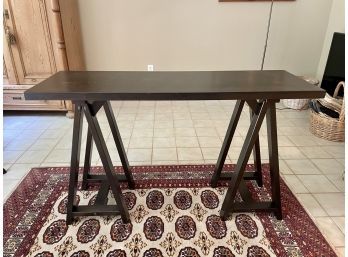 Dark Stained Trestle Sofa Table