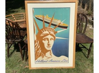 Holland America Line Statue Of Liberty Framed Serigraph / Lithograph