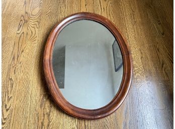 Vintage Oval Wood Framed Wall Mirror