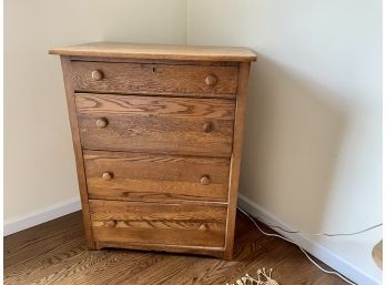 Antique Oak Tall Chest Of Drawers