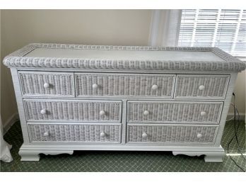 White Wicker Dresser With Seven Drawers