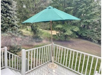 Green Outdoor Patio Umbrella & Stand