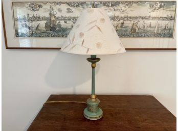 Gilt Stenciled Table Lamp With Raw Paper Shade