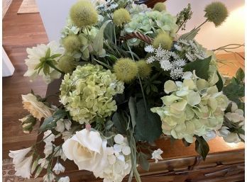 Faux Hydrangea & Rose Basket Arrangement