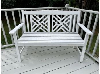 White Painted Outdoor Wood Bench