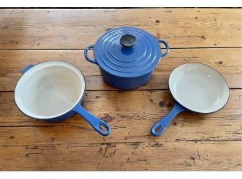 Le Creuset 2 Qt Dutch Oven & Two Handled Skillets