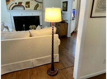 Ribbed Wood Column Floor Lamp