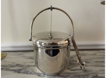 Karen Silver Plate Insulated Ice Bucket With Tongs, Made In Japan