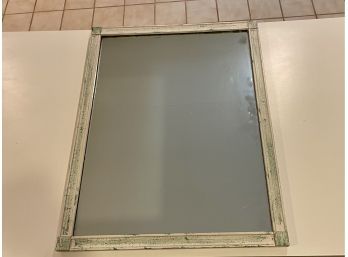 Vintage John Wanamaker Mirror With White Washed & Green Paint Finish Frame