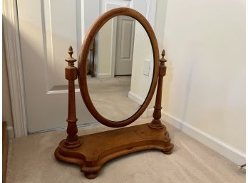 Antique Table Top Wood Oval Vanity Mirror