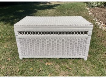 White Wicker Storage Chest