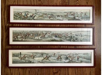 Set Of Three Antique Hunt Themed Prints From H.D. Pfann Book Sellers, Amsterdam