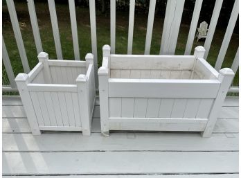 Two White Outdoor Planters