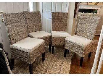 Four Well Made Wicker Dining Side Chairs