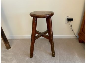 Nicely Patinated Antique Oak Round Stool