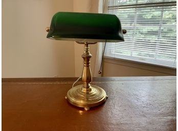 Bankers Desk Lamp With Green Glass Shade