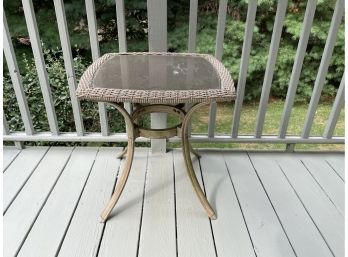 Two NEW IN BOX Outdoor Woven Side Tables