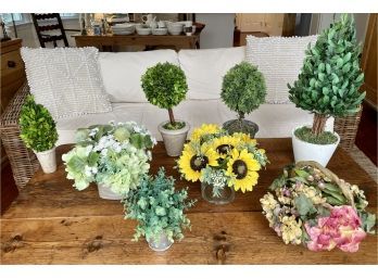 Group Of Realistic Topiaries & Floral Arrangements