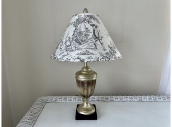 Urn Form Lamp With Black & White Toile Shade