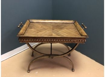 Bamboo Tray On Metal Stand