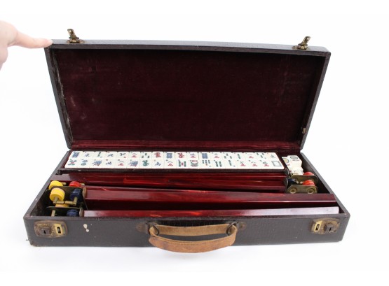 Imported Hand-Engraved Royal Depth Control Mah Jongg Set With Solid Tiles In Carrying Case