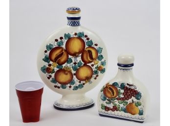 Aldo Fumanti Gubbio Decorative Ceramic Bottles With Stoppers - Made In Italy
