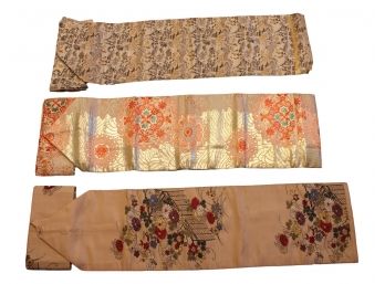 Three Vintage Japanese Silk Brocade Obi Sashes