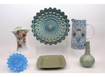 Longaberger Pottery, Dragon Relief Celadon Vase, 222 Fifth Avenue 'Aisha' Pitcher And More