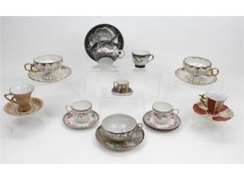 Collection Of Vintage Japanese Western-style Tea Cups And Saucers