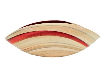 Yalos Murano Cartoccio Medium Red And Ivory Marbled Murano Glass Folded Bowl