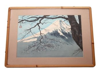 Original 1940 TOMIKICHIRO TOKURIKI Japanese Woodblock Of The Fuji Harajiku Forest