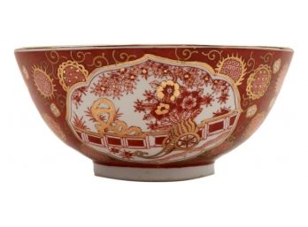Chinese Red Imari Bowl Large Qing Dynasty Qianlong Emperor Mark