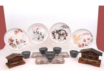 Vintage Japan And Switzerland: Limited Edition Fukagawa, Signed Tableware And Wooden Chalet Music Boxes
