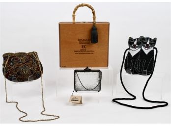 J. Devlin Glass Art Handbag, Beaded Bags And A Camacho Honduras Cigar Box Bag