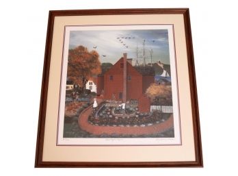 Sally Caldwell Fisher 'Fall At Mystic Seaport' Framed Lithograph, Numbered, Signed And Dated 1985, From The Mystic Seaport Museum