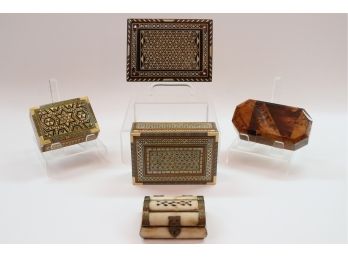 Collection Of Anglo Indian Sadeli Micro Mosaic Boxes And Bone Boxes 