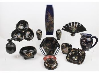 Vintage Japanese Hand Painted Collectibles: Yamaji Seihou Gama Vases, Masanori Gama Dish And More