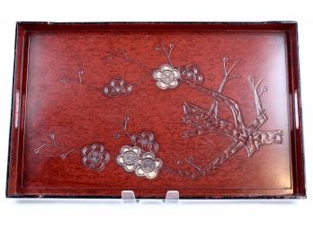 Japanese Kamakura Negoro Red And Black Lacquer Tea Tray With Make-i (Gold Leaf)