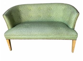 Vintage Mid Century Modern MCM , Winsome Products Co. Light Green Vinyl Settee / Love Seat .