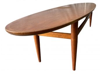 Vintage Mid Century Modern MCM Drexel Heritage Walnut Surfboard  Coffee Table .