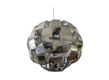 Lightolier ,large Modernist Design, Woven Chrome Hanging Pendant Light Fixture.   24'X 21'