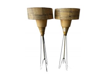 Vintage Mid Century Modern MCM Pair Of Hairpin Floor Lamps.