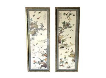 Pair Of Framed Oriental Scrolls .