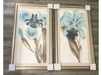 NEW Set Of 2 Large Floral Art Prints, Framed & Matted