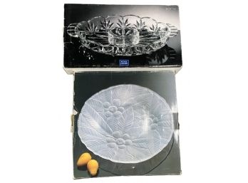 Mikasa Crystal Loquat Frost Hostess Platter & Royal Limited Relish Tray