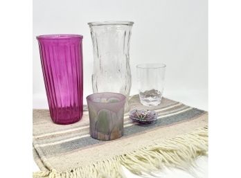 Lot Of Assorted Home Decor - Vases, Candle Holder, Mat