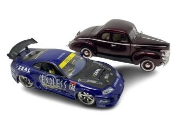 TWO Diecast Cars - Jada Toys Import Racer Toyota Supra Endless Racing & Ford Coupe