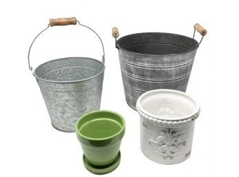 Lot Of Assorted Planters & Buckets