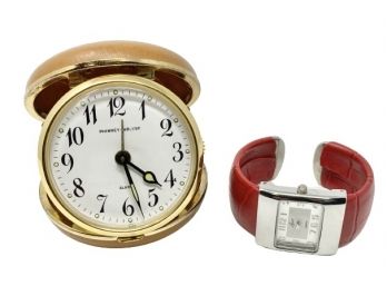 Phinney-Walker Travel Alarm Clock W/ Case & Flirt Watch Bracelet