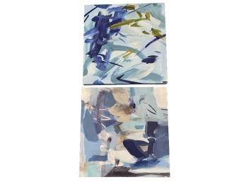 Pair Of Two Abstract Art Prints On Canvas